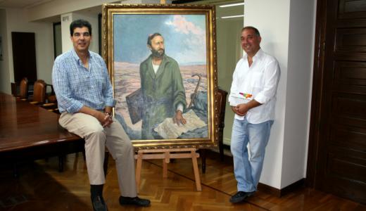 El Alcalde Luis Casado y Jesús Alava Concejal de Turismo en la presentación del Coloquio Internacional sobre Benjamín de Tudela.