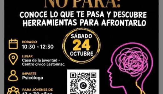 TALLER PSICOLOGÍA: "Cuando la cabeza no para" Gratuito. 24 octubre 2026